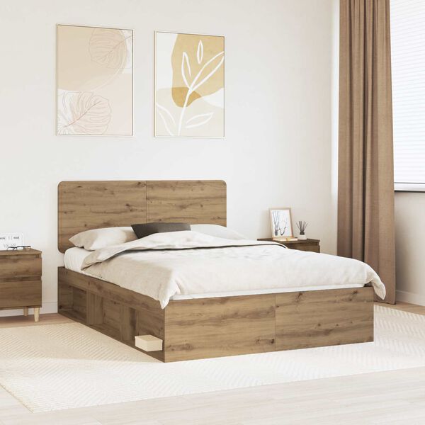 vidaXL Bed Frame Artisian Oak 160 x 200 cm Solid Pine Wood