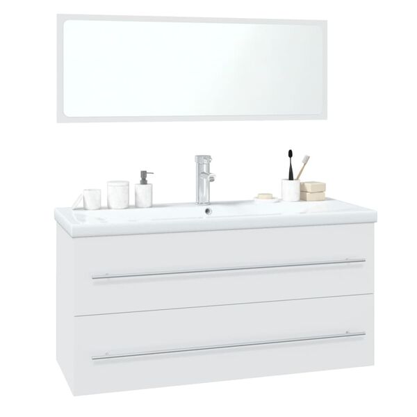 vidaXL Bathroom Furniture Set White Engineered Wood