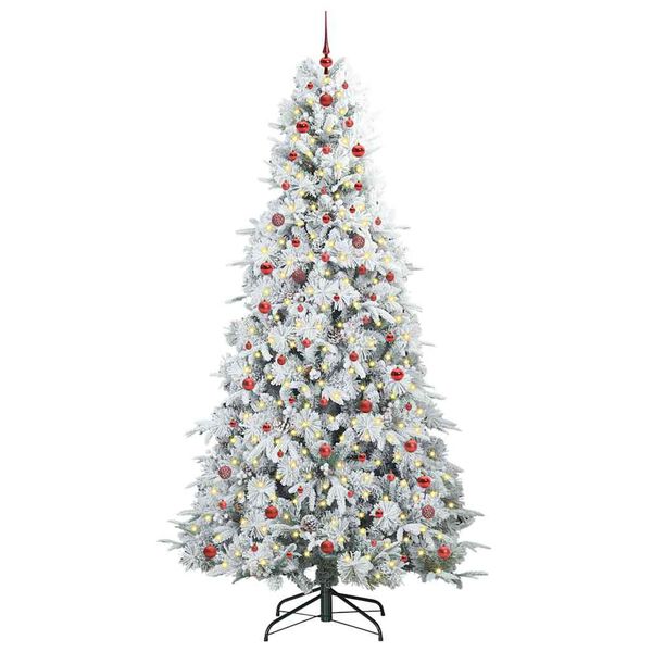 vidaXL Artificial Hinged Christmas Tree White 240 cm PE and PVC
