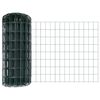 vidaXL Fence with Post Green 0.4 x 25 m Steel and PVC