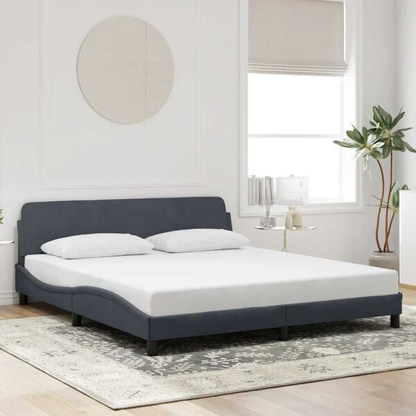 vidaXL Bed Frame "Dover" Dark Grey 180x200 cm Super King Velvet