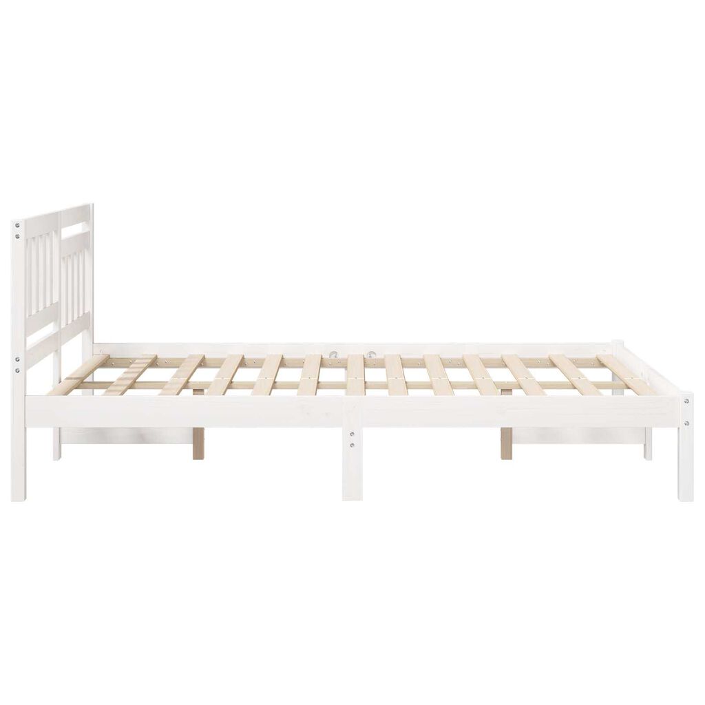 vidaXL with Headboard White 140 x 190 cm Solid pine wood