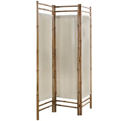 vidaXL Folding 3-Panel Room Divider Bamboo and Canvas 120 cm