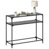 vidaXL Console Table with Black Glass Top98x35x81 cm Steel