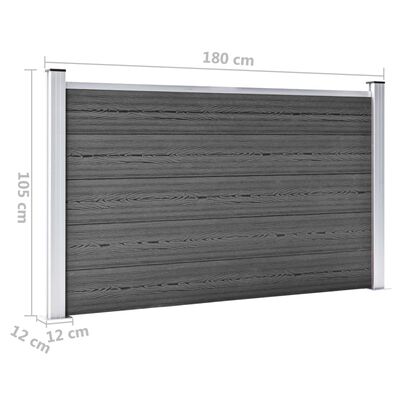 vidaXL Fence Panel Set WPC 353x105 cm Black