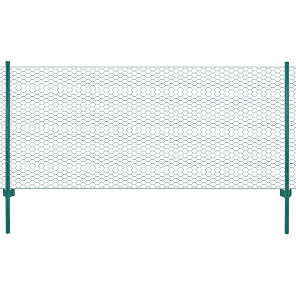 vidaXL Wire Mesh Fence with Posts Steel 25x0.5 m Green