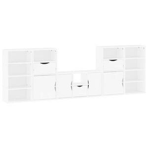vidaXL 5 Piece TV Units with Storage ODDA White Solid Wood Pine