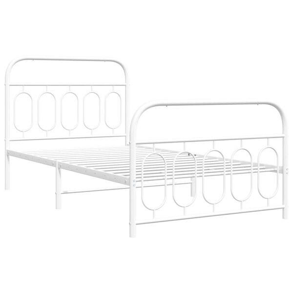 vidaXL Metal Bed Frame without Mattress with Footboard White 100x190cm