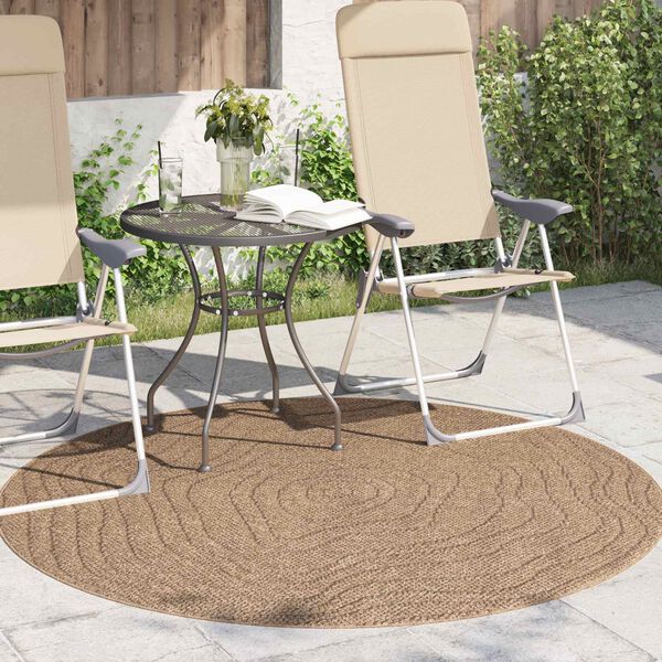vidaXL Area Rugs Round Moire HUARTE Natural &Oslash; 160 CM Polyester
