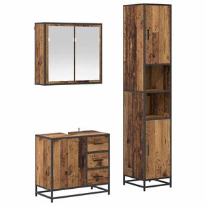 vidaXL Bathroom Furniture Set with Door 3 pcs Old Wood Engineered Wood