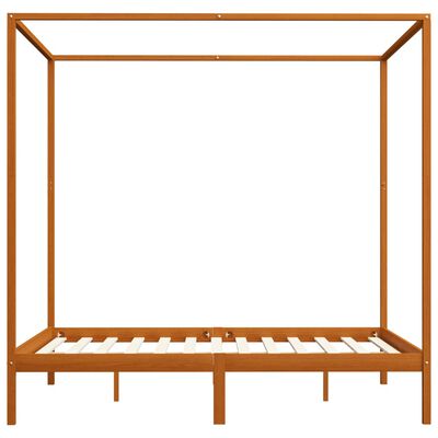 vidaXL Canopy Bed Frame Honey Brown Solid Pine Wood 160x200 cm