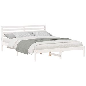 vidaXL Bed Frame with Headboard White 160 x 210 cm Solid Pine Wood