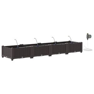 vidaXL Garden Planter 4 pcs Brown 160 x 40 x 22 cm PP