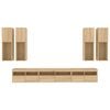 vidaXL 7 Piece TV Wall Cabinet Set with LED Lights Sonoma Oak