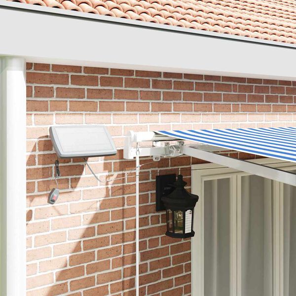 vidaXL Retractable Awning Manual Blue and White 600 x 300 cm