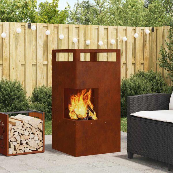 vidaXL Fire Pit Brown 50 x 50 x 100 cm Steel