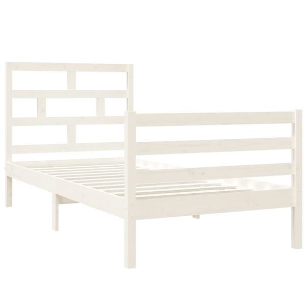 vidaXL Bed Frame without Mattress White 90x190 cm Single Single Solid Wood