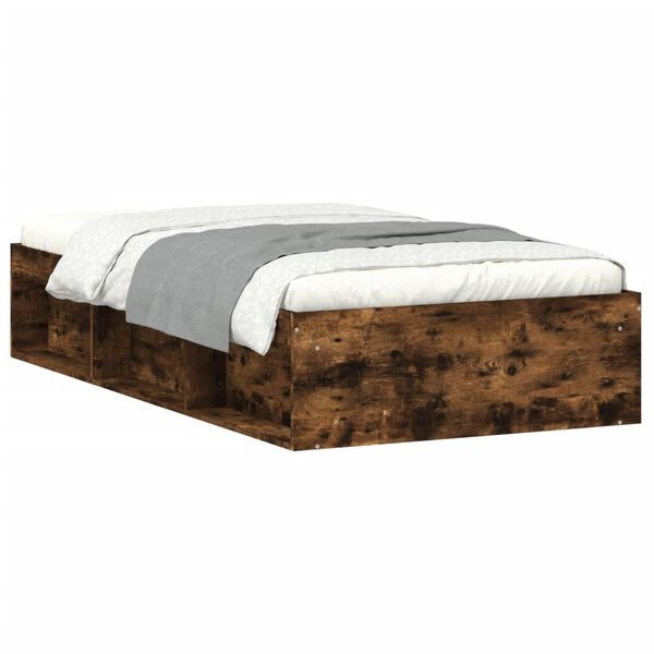 vidaXL Bed Frame without Mattress Smoked Oak 100x200 cm