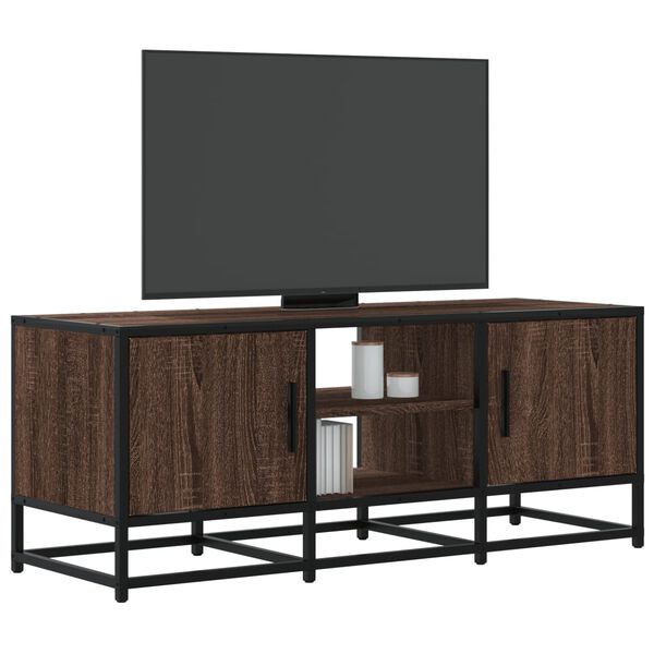 vidaXL TV Cabinet Brown Oak 100x35x41 cm Engineered Wood and Metal