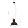 vidaXL Industrial Hanging Lamp 25 W Black Round Mango Wood 52 cm E27