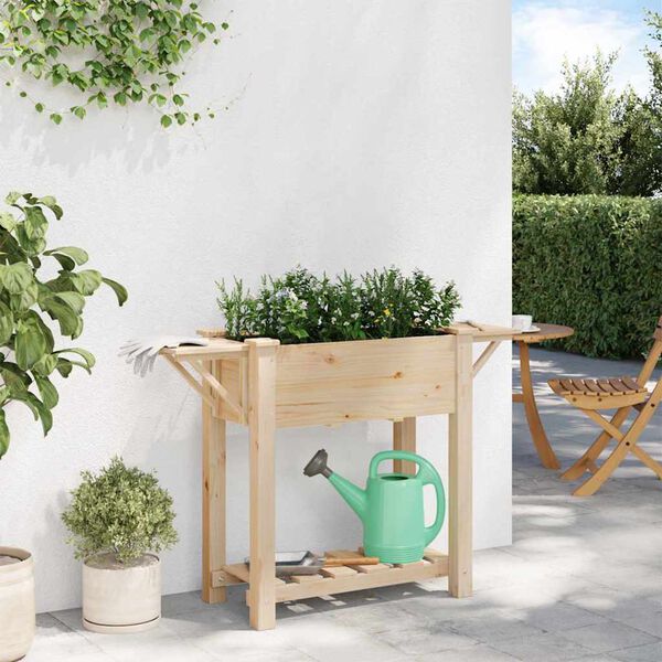 vidaXL Garden Planter Beige 111 x 37 x 76.5 cm Solid Fir Wood