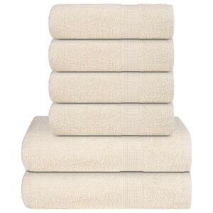vidaXL 6 Piece Towel Set "FROGN" Cream 360 gsm