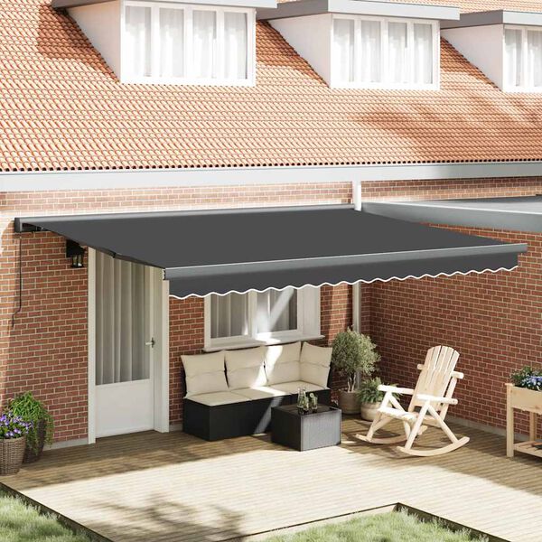 vidaXL Retractable Awning Anthracite 4.5x3 m Fabric and Aluminium