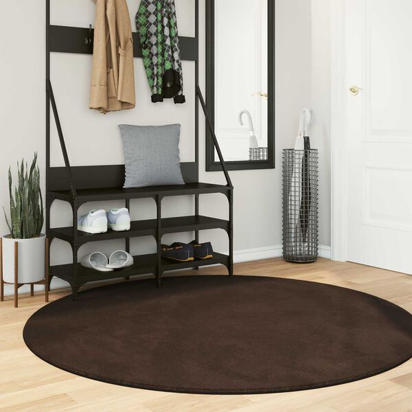 vidaXL Area Rugs Round HUARTE Brown &Oslash; 160 CM Polyester