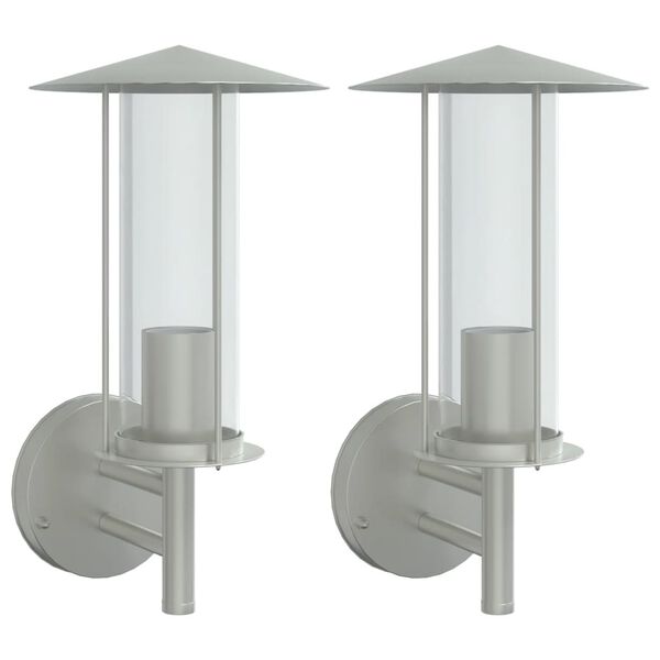 vidaXL Outdoor Wall Lights 2pcs Silver Stainless Steel