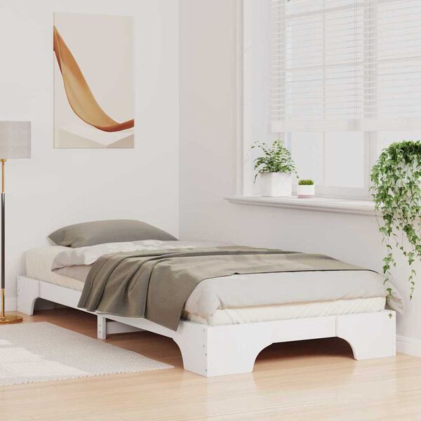 vidaXL Bed Frame White 80 x 210 cm Solid Pine Wood