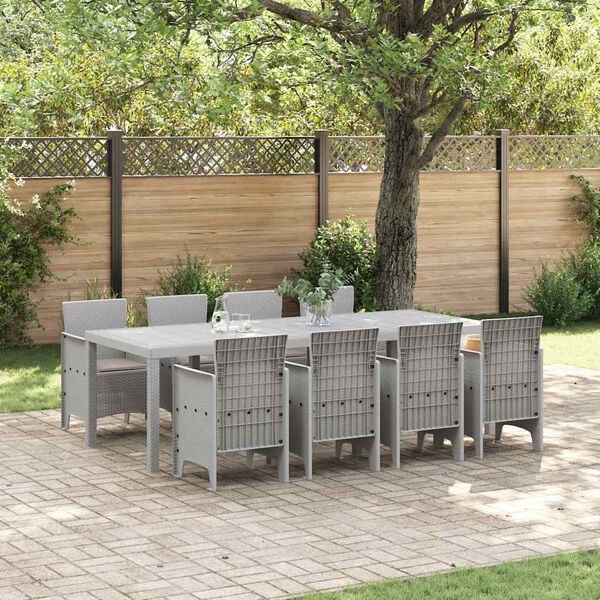 vidaXL Garden Dining Set 9 pcs White Polypropylene