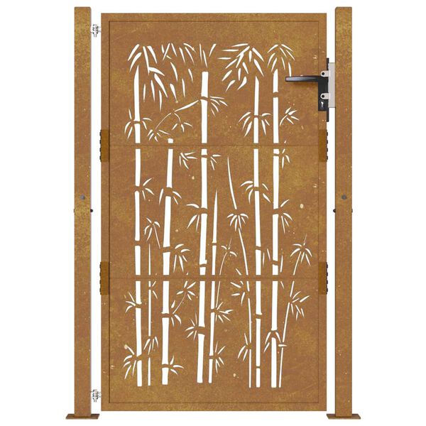 vidaXL Garden Gate 100x150 cm Corten Steel Bamboo Design