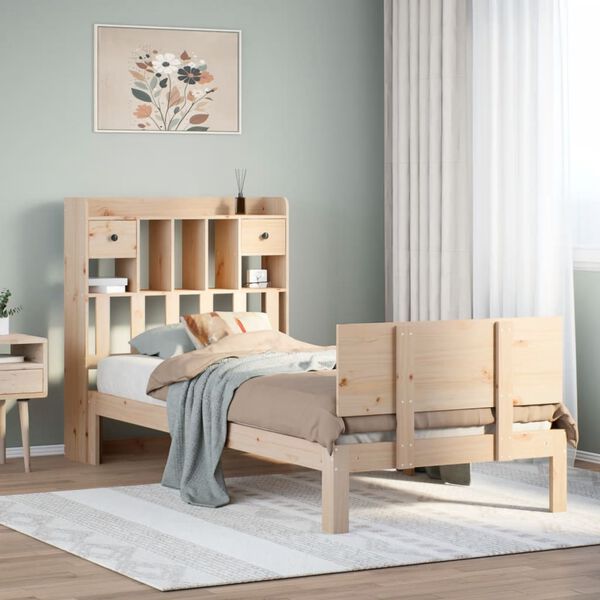 vidaXL Bookcase Bed without Mattress 100x200cm Solid Wood Pine