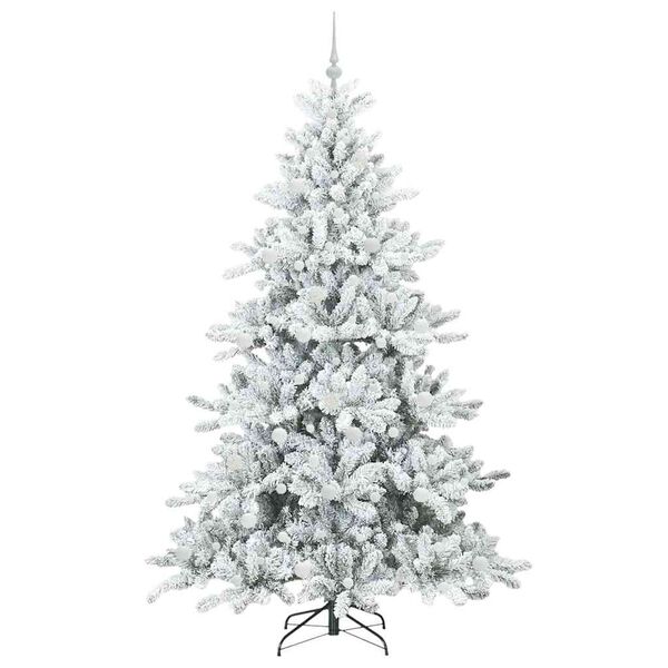 vidaXL Artificial Hinged Christmas Tree White 210 cm PVC and Steel