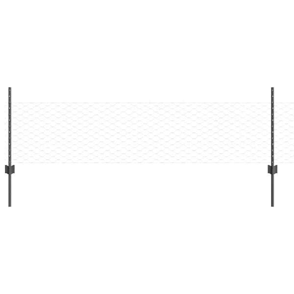 vidaXL Fence with Post Grey 0.5 x 10 m Steel and PVC