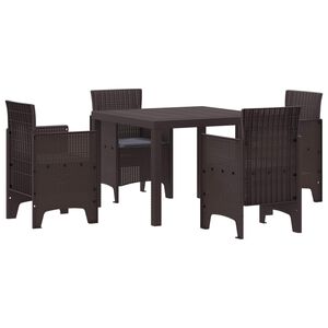 vidaXL Garden Dining Set 5 pcs Brown Polt rattan
