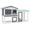 vidaXL Rabbit Hutch | White and Grey | Solid Fir Wood | Large | Rabbit Hutch