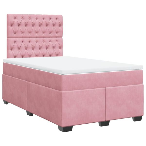 vidaXL Box Spring Bed with Mattress Pink 120x200 cm Velvet