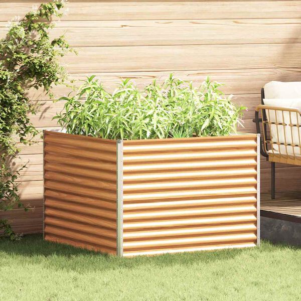 vidaXL Garden Raised Bed Light Brown 98 x 100 x 68 cm Galvanised Steel