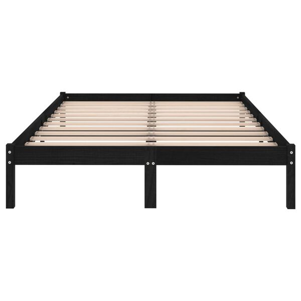 vidaXL Bed Frame without Mattress Black Solid Wood 120x200 cm