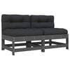 vidaXL Middle Sofas with Cushions 2 pcs Grey Solid Wood Pine