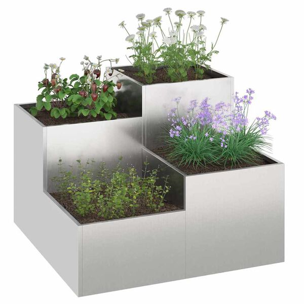 vidaXL Garden Planter Silver 100 x 100 x 60 cm Stainless steel