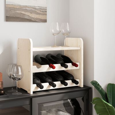 vidaXL Wine Rack with Top Board 43x25x37 cm Solid Wood Pine