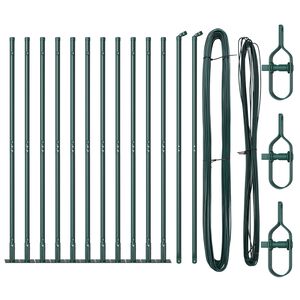 vidaXL Fence Posts Manual 13 pcs Green Ø32mm 130 cm Galvanised steel