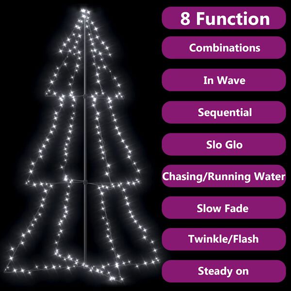 vidaXL Christmas Cone Tree 240 LEDs Indoor and Outdoor 118x180 cm