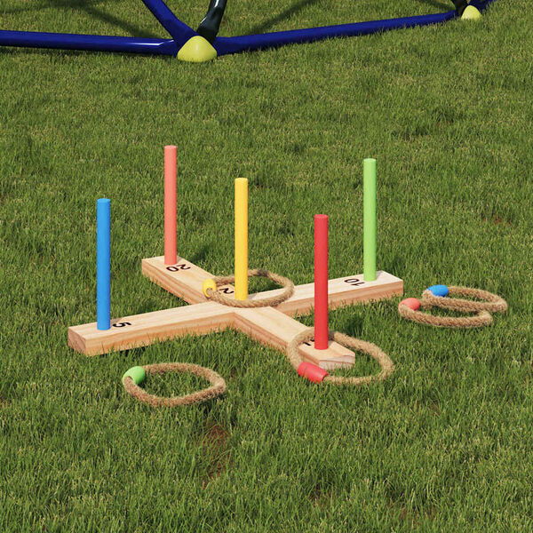 vidaXL Ring Toss Game Set Nature and Red 41 x 41 x 16 cm