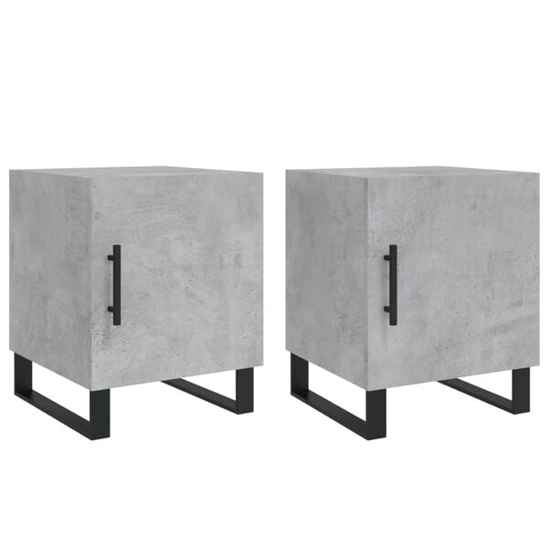 vidaXL Bedside Cabinets 2 pcs Concrete Grey 40x40x50 cm Engineered Wood