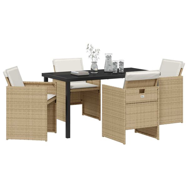 vidaXL Garden Dining Set 5 pcs Beige Poly Rattan