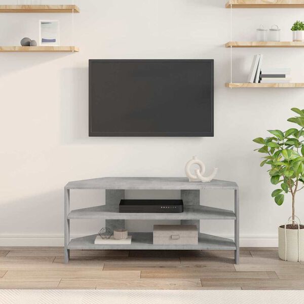 vidaXL Corner TV Cabinet Concrete Grey 102x40.5x45cm Engineered Wood