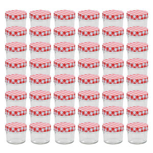 vidaXL Glass Jam Jars with White and Red Lids 48 pcs 110 ml